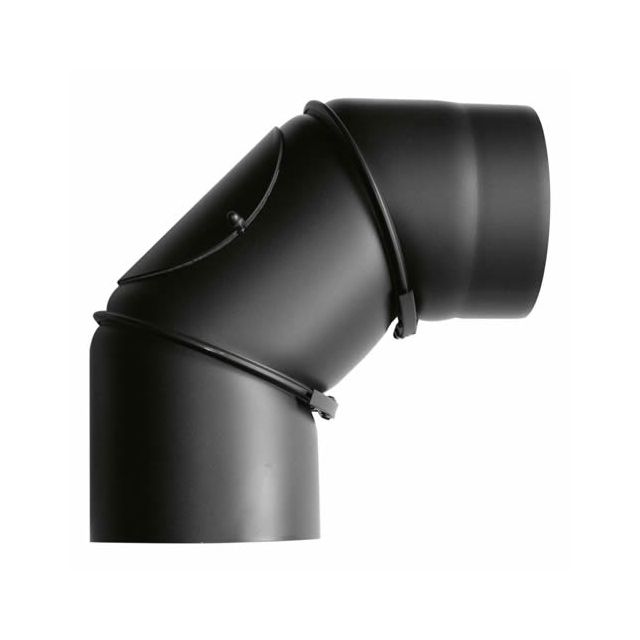 Rauchrohrbogen Rohrbogen Kniebogen 90° verstellbar, lackiert schwarz