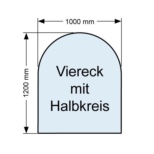 Kaminofen Unterlegplatte Bodenplatte Viereck mit Halbkreis